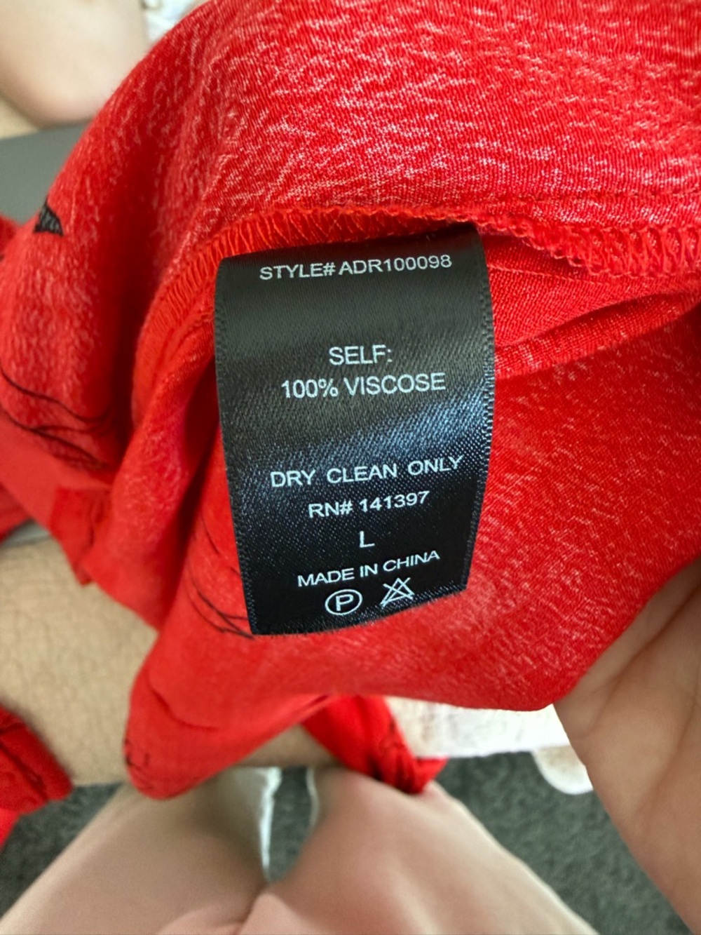 Astr Red Floral Long-Sleeve Tie-Waist Dress Size L - Picture 10 of 11